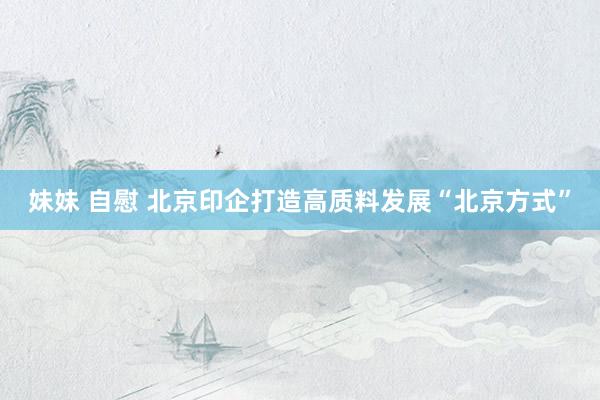 妹妹 自慰 北京印企打造高质料发展“北京方式”