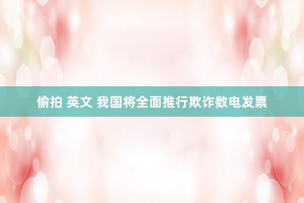 偷拍 英文 我国将全面推行欺诈数电发票