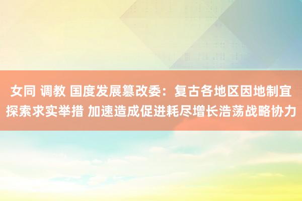 女同 调教 国度发展篡改委：复古各地区因地制宜探索求实举措 加速造成促进耗尽增长浩荡战略协力